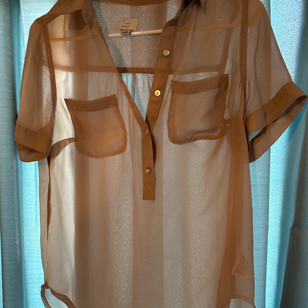 Shear tan dress shirt